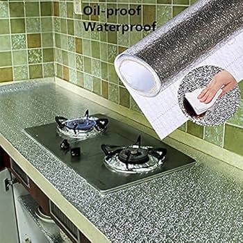 Silver oil proof kitchen self Adhesive wallpaper